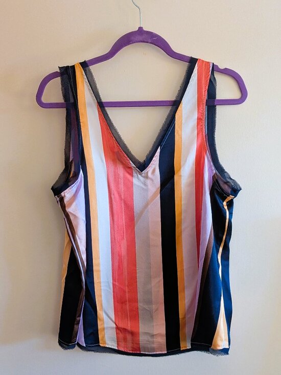Like New Halogen Lightweight Dressy Tank with Stripe Multicolour, Sz M - Picture 2 of 5